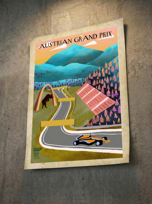 Austrian Poster with Wooden Frame | Typography Art, Minimal Wall Decor