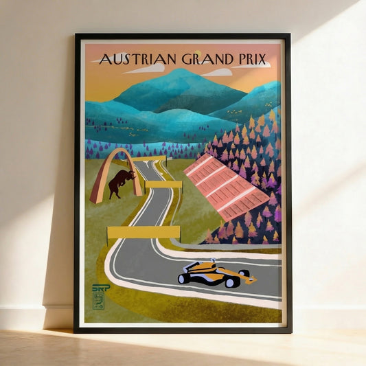 Austrian Poster with Wooden Frame | Typography Art, Minimal Wall Decor