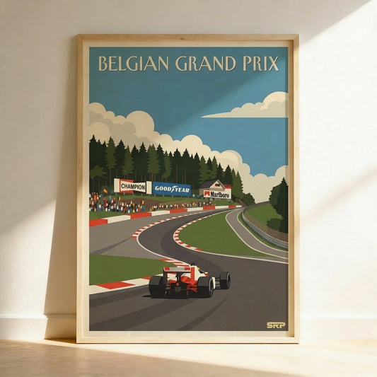 Belgian Grand Prix Poster Vintage, F1 Spa Francorchamps Wall Art, Formula 1 Belgium Print, Motorsport Racing Decor