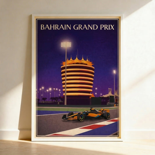 Bahrain Grand Prix Poster Vintage, F1 Night Race Wall Art, Formula 1 Bahrain Print, Sakhir Circuit Motorsport Decor